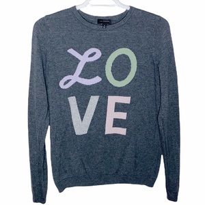 The Limited Love intarsia grey fine knit sweater size S